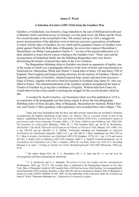 James P Ward A Selection Of Letters 1507 1516 From The Guelders James P Ward A Selection Of Letters 1507 1516 From The Guelders