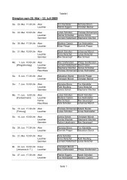 Dienplan vom 23. Mai â 12. Juli 2009