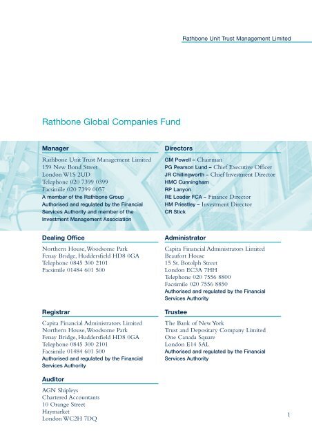 Rathbone Global Opportunities Fund - Rathbone Unit Trust ...