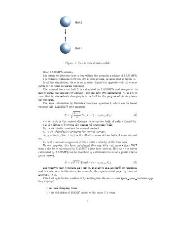 Figure 1: Two identical balls collide Dear LAMMPS admins, I'm ...