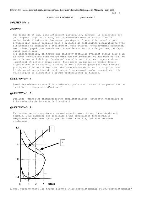 DOSSIER N°: 4 ENONCE QUESTION n°: 1 QUESTION n°: 2 ... - CNCI