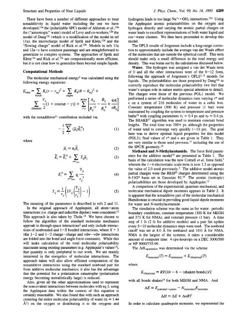 Structure and Properties of Neat Liquids Using Nonadditive ...