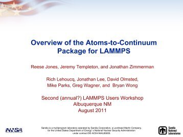 Overview of the Atomistic-to-Continuum Package in LAMMPS