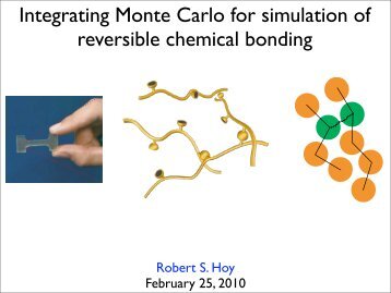 Integrating Monte Carlo for simulation of reversible ... - Lammps