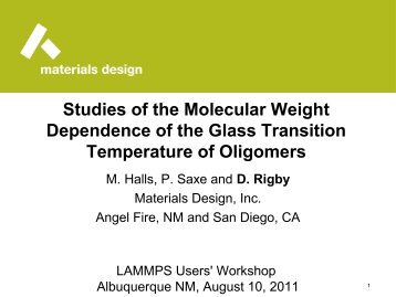 Studies of the Molecular Weight Dependence of the Glass ... - Lammps