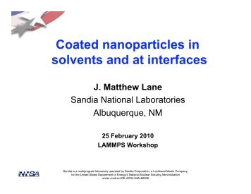 Modeling nanoparticles in bulk and at surfaces - Lammps - Sandia ...