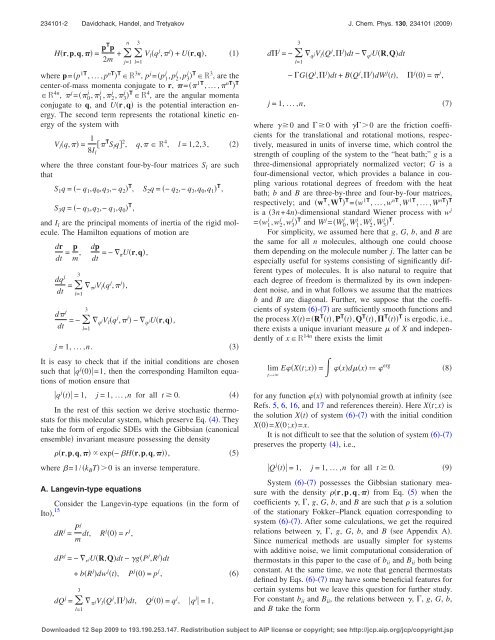 Langevin thermostat for rigid body dynamics - Lammps