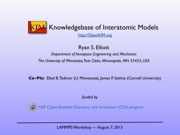 The Knowledgebase of Interatomic Models (KIM) - Lammps