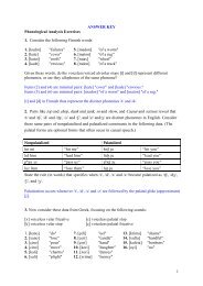 ANSWER KEY Phonological Analysis Exercises 1. Consider the ...