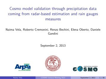 Cosmo model validation through precipitation data coming from ...