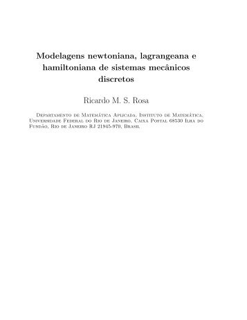 Modelagens newtoniana, lagrangeana e hamiltoniana de sistemas ...