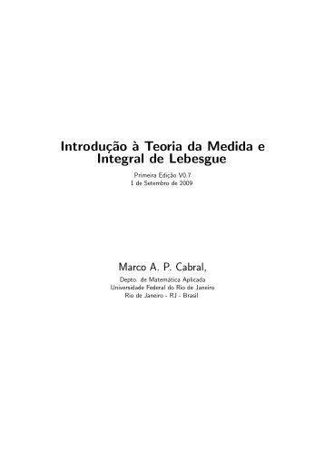 IntroduÃ§Ëao `a Teoria da Medida e Integral de Lebesgue - LabMA