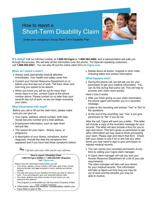 short term disability insurance cigna