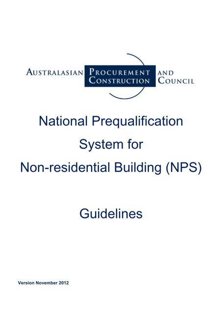 (NPS) Guidelines - Australian Procurement and Construction Council