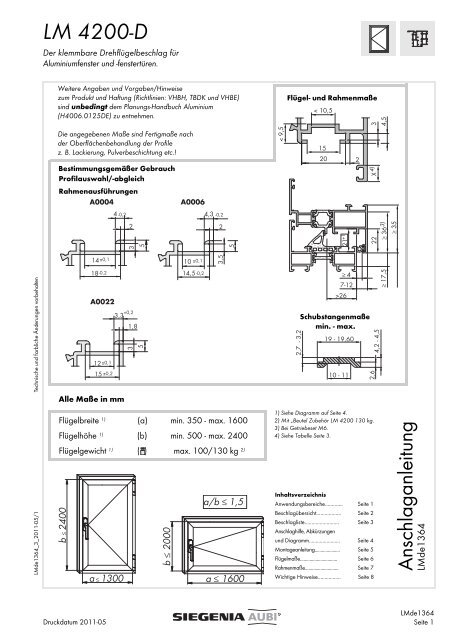 LM 4200-D - SIEGENIA-AUBI Dokumentationsportal