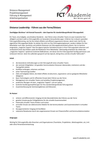 Distance Leadership - FÃ¼hren aus der Ferne/Distanz - FCT Akademie