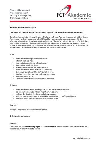 Kommunikation im Projekt - FCT Akademie