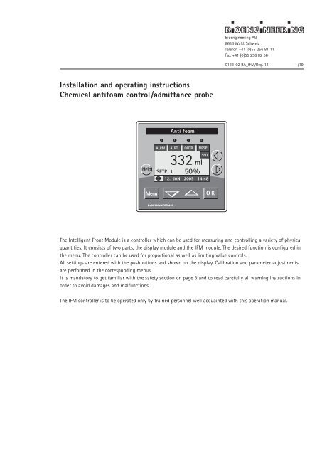 Installation and operating instructions Chemical ... - Qas-inc.com