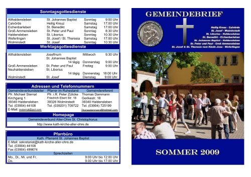 Sommer 2009 - Katholische Pfarrei St. Christophorus - Haldensleben