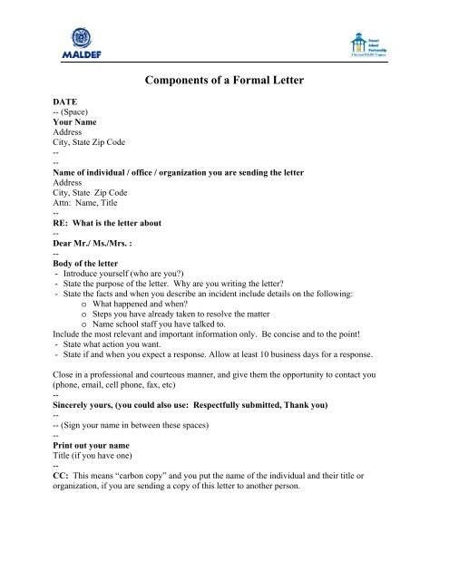 Sample Letter - maldef