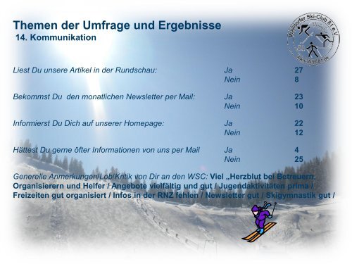 Ergebisse der Mitgliederbefragung 2013 - Walldorfer Ski-Club 81 eV