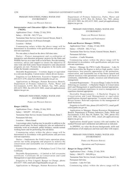 21072-2 State Service Notices 14 July 2010 - Tasmanian ...