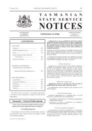 State Service Notices 25 April 2012 - Tasmanian Government Gazette