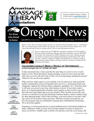 Summer 2012 - Oregon Chapter of The American Massage Therapy ...