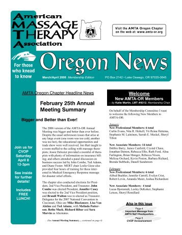 AMTA OR Web News - Oregon Chapter of The American Massage ...