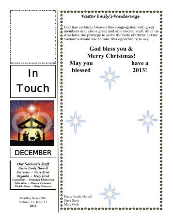 In Touch - Our Saviour's Lutheran Church