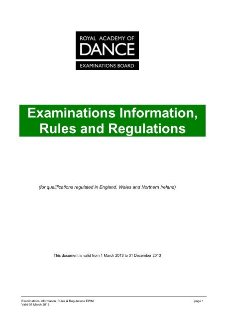 Examination Information And Rules Amp Regulations Royal Academy