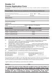 Grades 1-3 Course Application Form - Royal Academy of Dance
