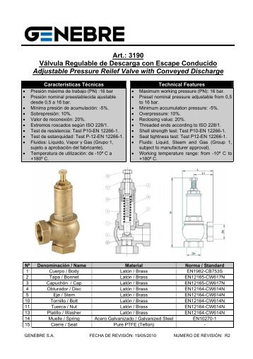 Art.: 3190 Válvula Regulable de Descarga con Escape Conducido ...