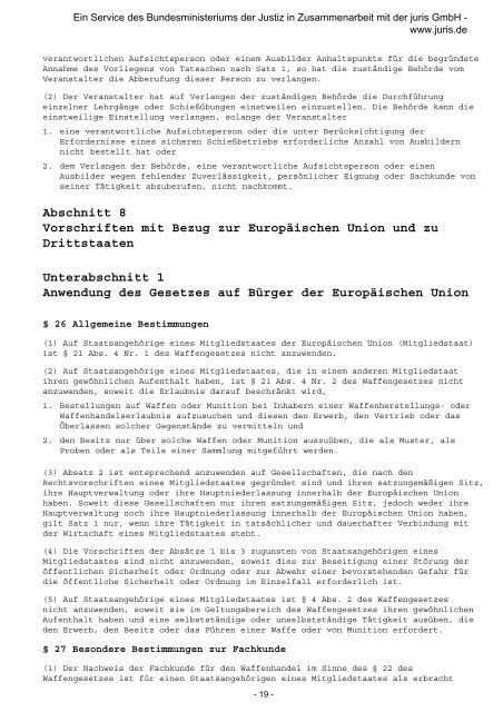 Allgemeine Waffengesetz-Verordnung (AWaffV)