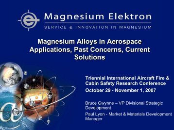 Magnesium Alloys in Aerospace Applications, Past Concerns ...