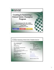 Creating & Sustaining a Patient Safety Champion Program