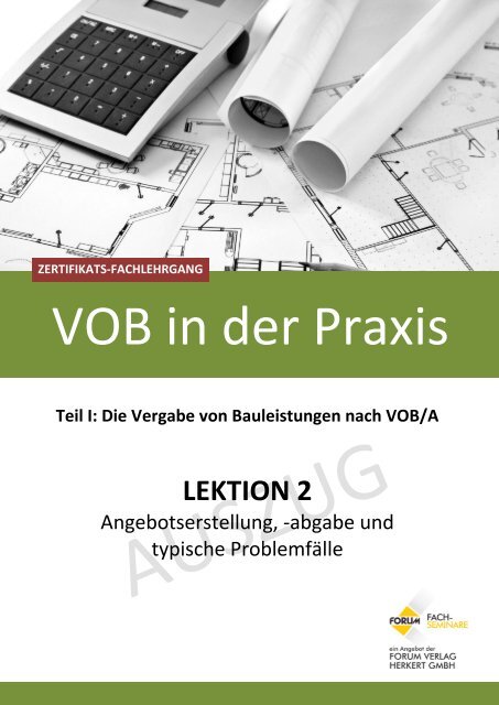 VOB in der Praxis - Probelektion - FORUM Fachseminare