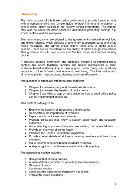 School drinks policy guidance March 2010 - Cornwall Healthy Schools