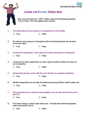 Jumps not Bumps! Safety Quiz - Cornwall Healthy Schools