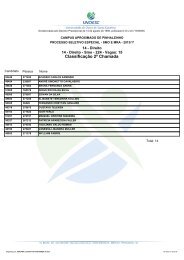 ClassificaÃ§Ã£o 2Âª Chamada - Unoesc