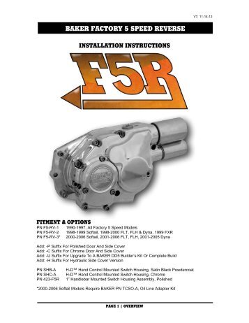 BAKER FACTORY 5 SPEED REVERSE - Baker Drivetrain