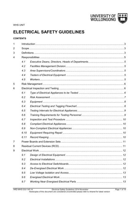 Electrical Safety Guidelines - Staff