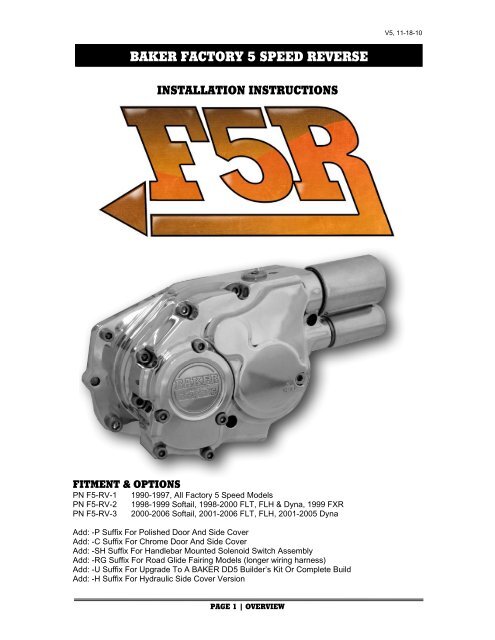 Baker Factory 5 Speed Reverse Baker Drivetrain Baker Factory 5 Speed Reverse Baker Drivetrain