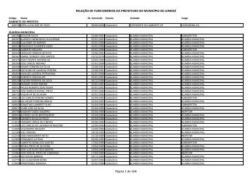 RELAÃÃO DE FUNCIONÃRIOS DA PREFEITURA DO MUNICÃPIO ...