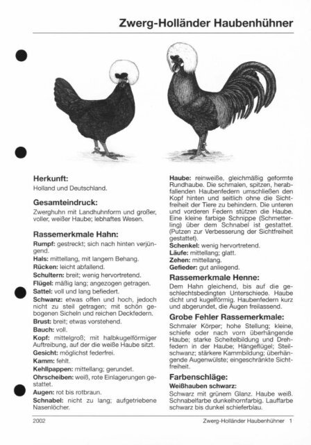 Zwerg-HollÃ¤nder HaubenhÃ¼hner - SV-Silkies-Poland.de