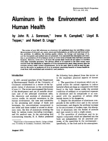 Aluminum in the Environment and Human Health - BioMedSearch