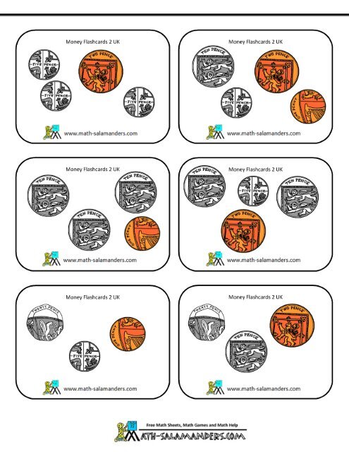 money flashcards 2nd grade uk math salamanders
