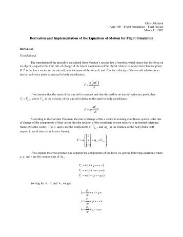 Derivation and Integration of Equations of Motion.pdf - Cal Poly