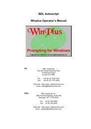 BDL Autoscript Winplus Operator's Manual