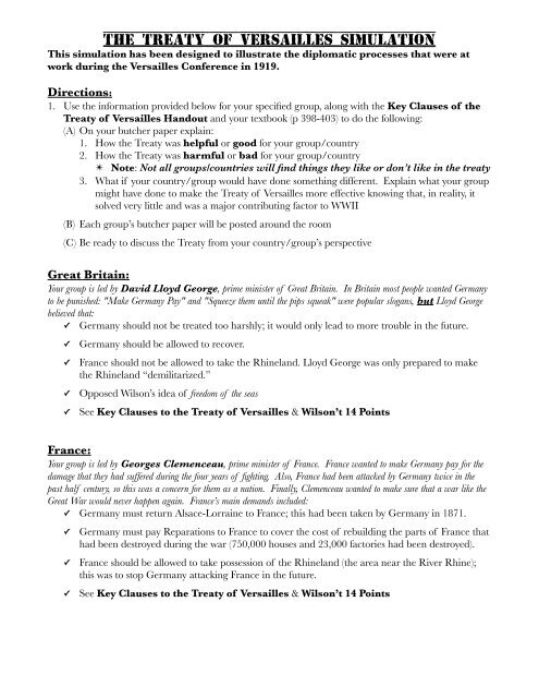 Treaty of Versailles (Simulation)